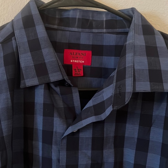 Alfani Men’s Slim Fit Stretch long sleeve button down Dress Shirt sz L 16-16.5 - Picture 2 of 4